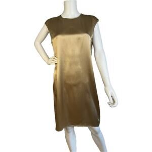 Magaschoni Collection Sleeveless Gold Silk Dress